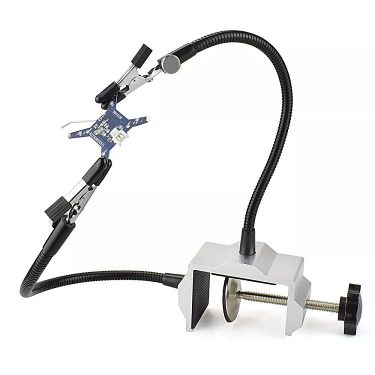 Aluminum Table Clamp Soldering Iron Holder Soldering Station PCB Fixture with 2 Metal Arms