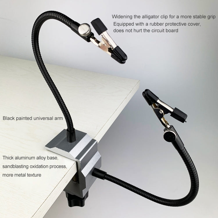 Aluminum Table Clamp Soldering Iron Holder Soldering Station PCB Fixture with 2 Metal Arms