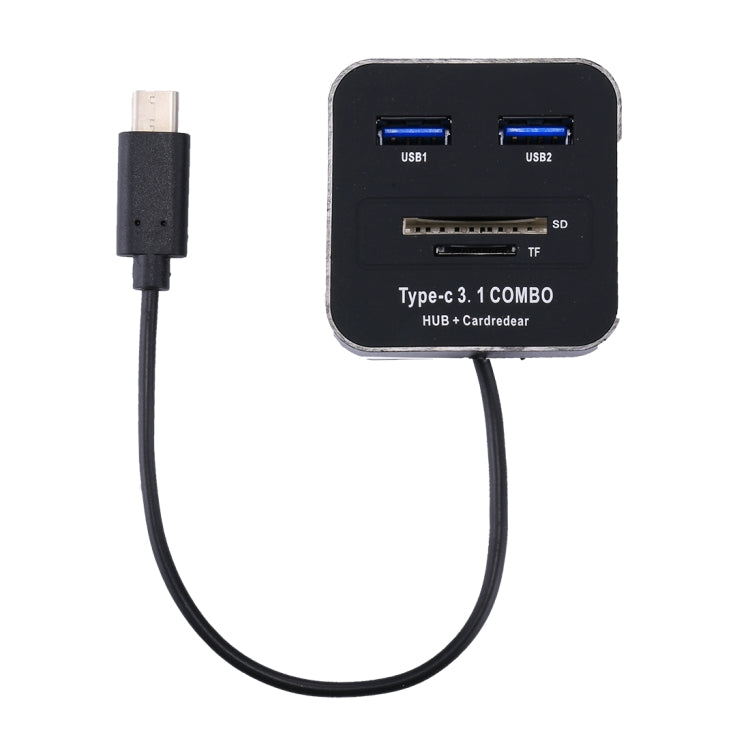 TF + SD Card + 2 USB Ports to USB-C / Type-C COMBO HUB + Card Reader, Cable Length: about 16cm