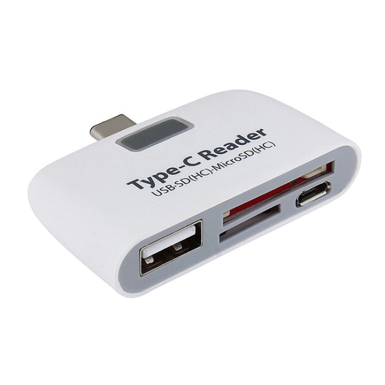 TF + SD Card + USB Port to USB-C / Type-C Adapter Card Reader Connection Kit with LED Indicator Light