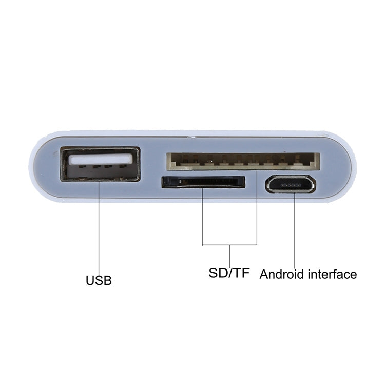 Micro SD + SD + USB 2.0 + Micro USB Port to Micro USB OTG Smart Card Reader Connection Kit with LED Indicator Light