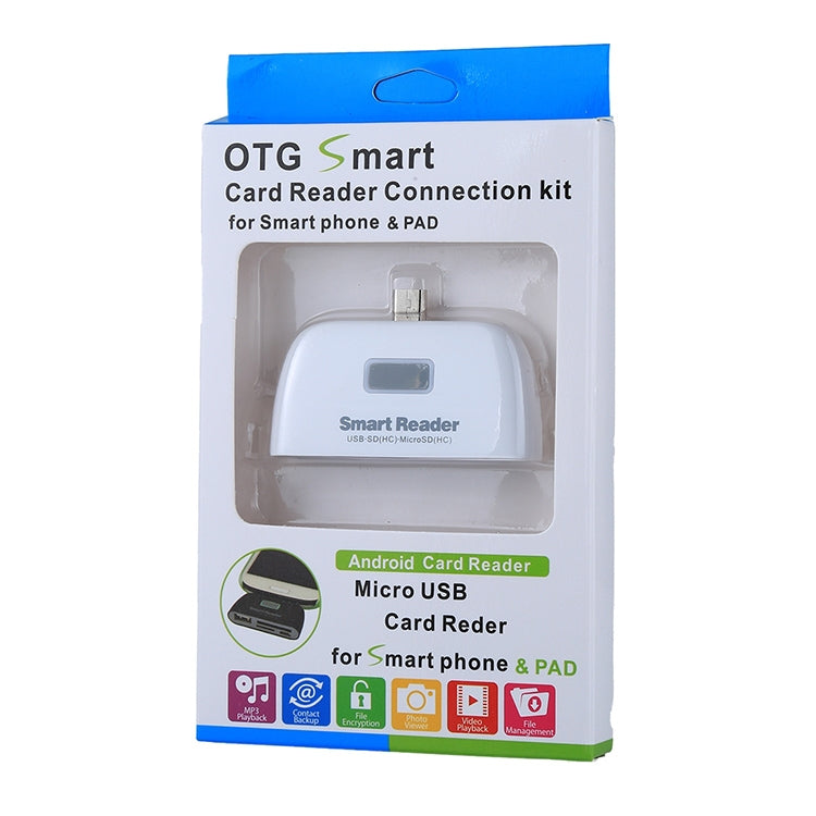 Micro SD + SD + USB 2.0 + Micro USB Port to Micro USB OTG Smart Card Reader Connection Kit with LED Indicator Light