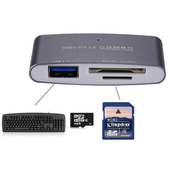 3 in 1 USB-C / Type-C to USB 3.0 + Micro SD + SD OTG COMBO Adapter Card Reader for Tablet, Smartphone, PC