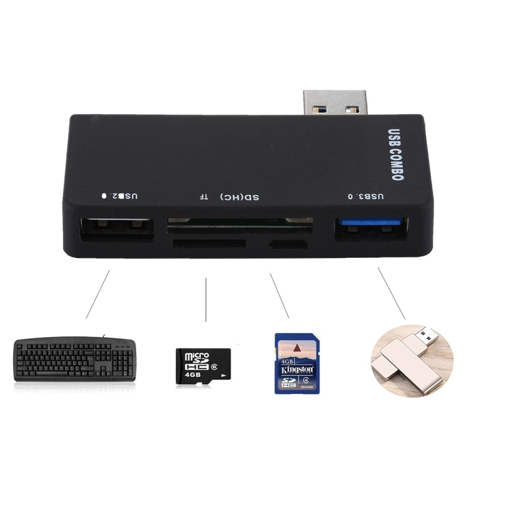 USB 3.0 to TF + SD + USB 3.0 + USB 2.0 + Micro USB Port HUB Card Reader for Microsoft Surface Pro 3 / 4