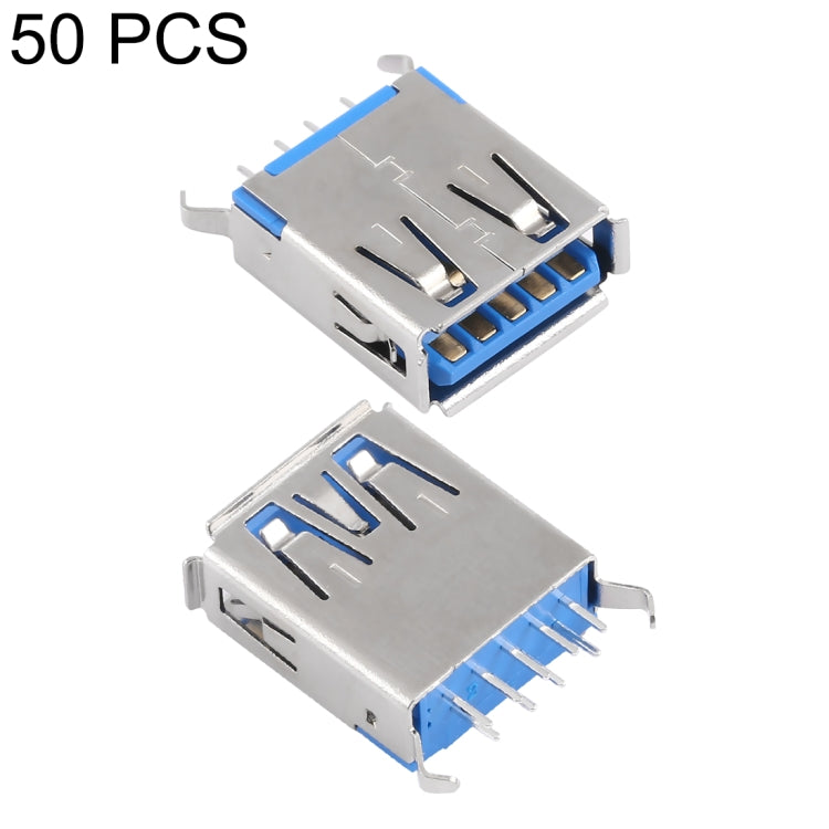 50 PCS 180 Degrees Elbow Angle USB 3.0 AF Connector Solder PAD Material SPCC