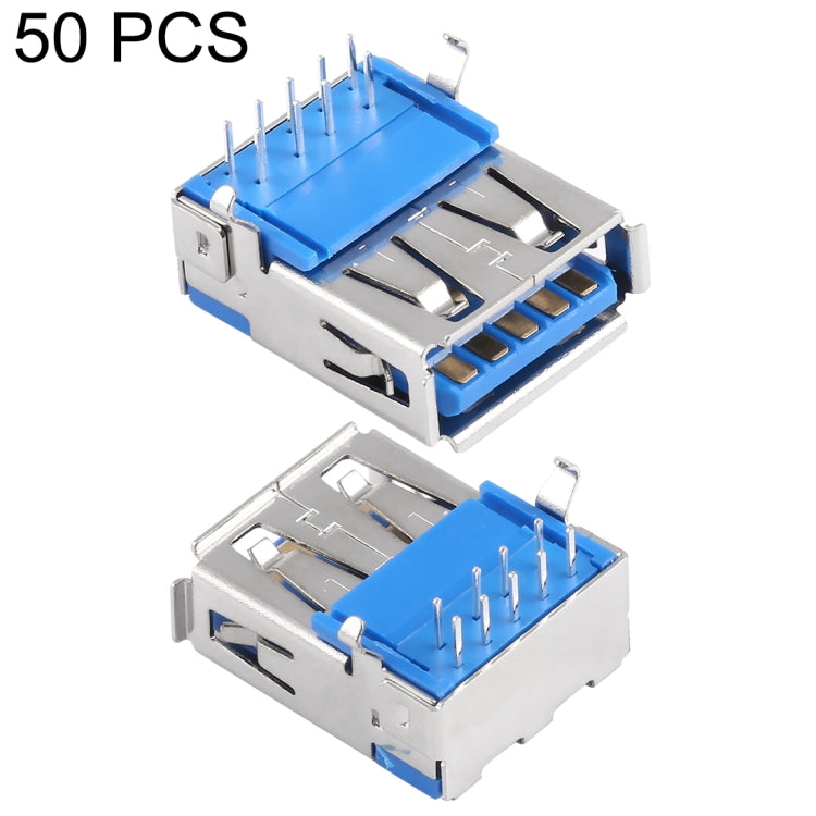 50 PCS 90 Degrees USB 3.0 AF Connector Solder PAD Material SPCC