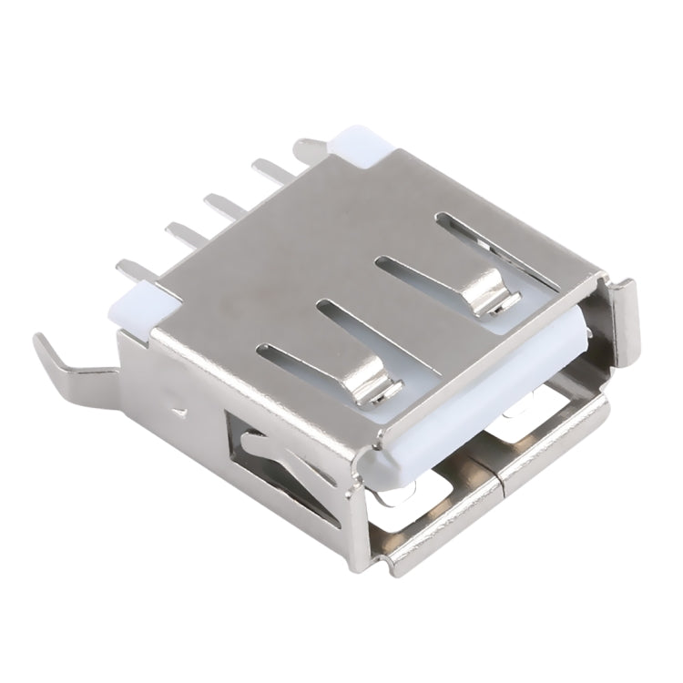 50 PCS USB 2.0 Female 4 Pin 180 Degrees Straight Plug 13.0 Bent Foot PBT White Socket Connector