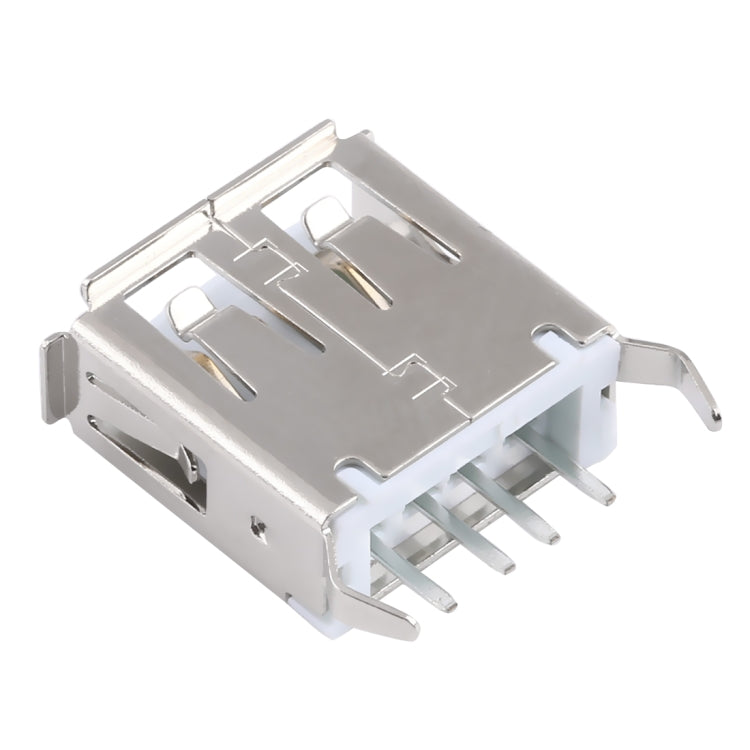 50 PCS USB 2.0 Female 4 Pin 180 Degrees Straight Plug 13.0 Bent Foot PBT White Socket Connector