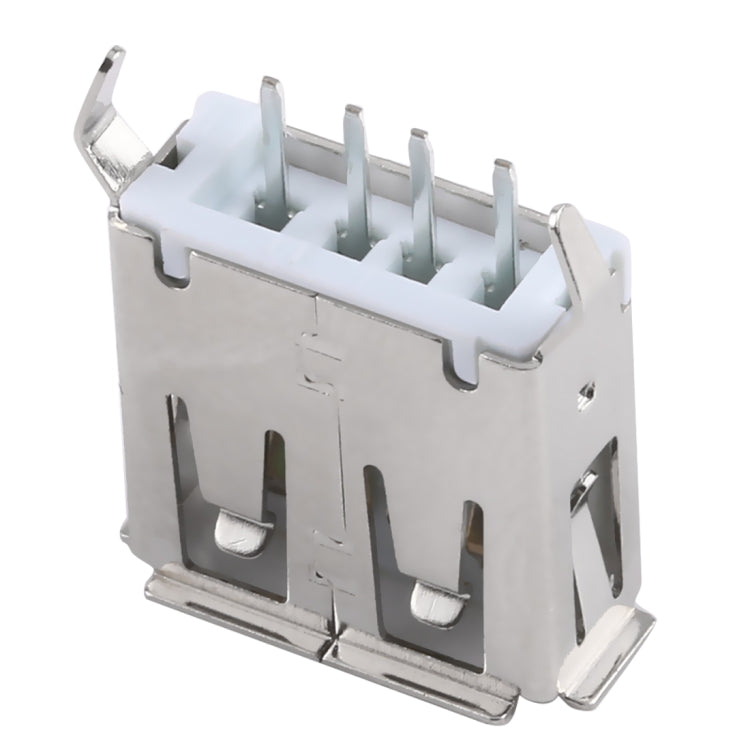 50 PCS USB 2.0 Female 4 Pin 180 Degrees Straight Plug 13.0 Bent Foot PBT White Socket Connector