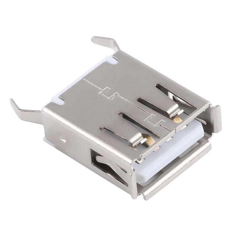 50 PCS USB 2.0 Female 4 Pin 180 Degrees Straight Plug 13.7 Bent Foot PBT White Socket Connector