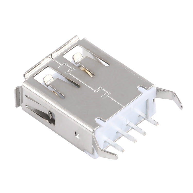 50 PCS USB 2.0 Female 4 Pin 180 Degrees Straight Plug 13.7 Bent Foot PBT White Socket Connector
