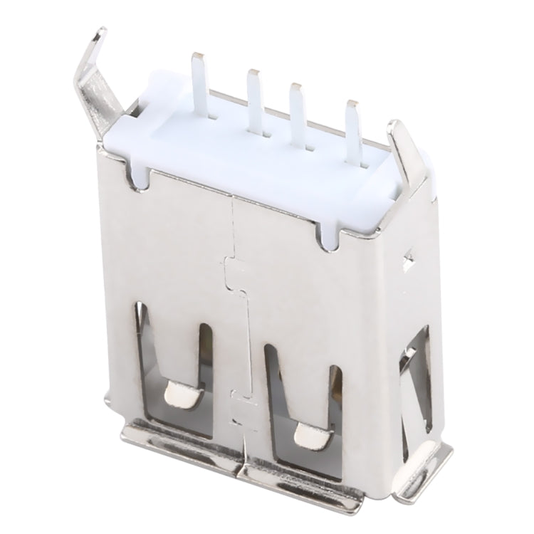 50 PCS USB 2.0 Female 4 Pin 180 Degrees Straight Plug 13.7 Bent Foot PBT White Socket Connector