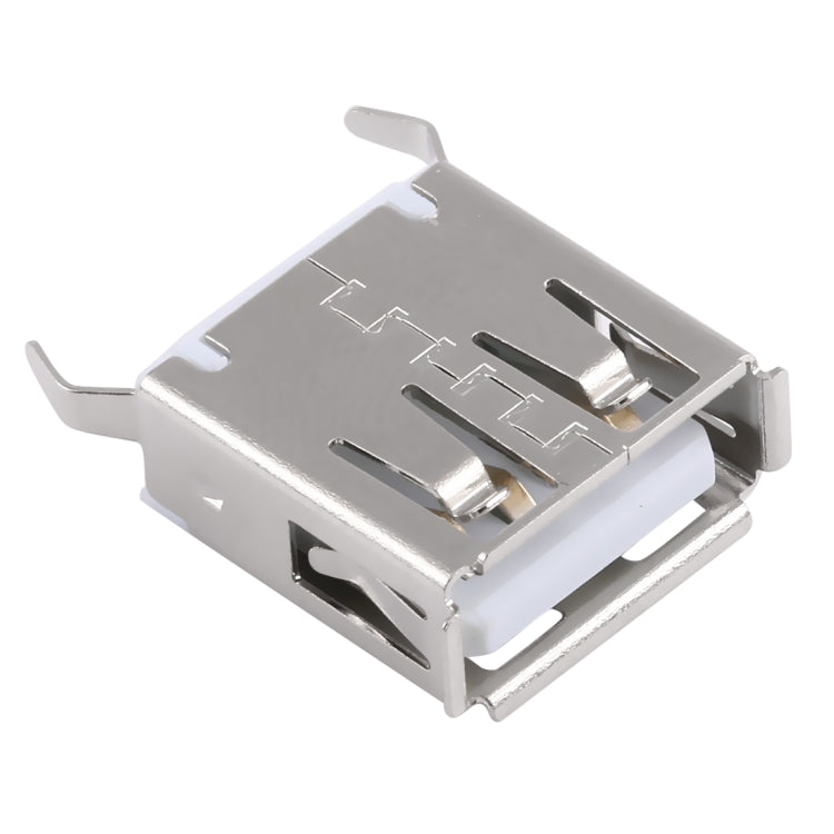 50 PCS USB 2.0 Female 4 Pin 180 Degrees Straight Plug 15.0 Bent Foot PBT White Socket Connector