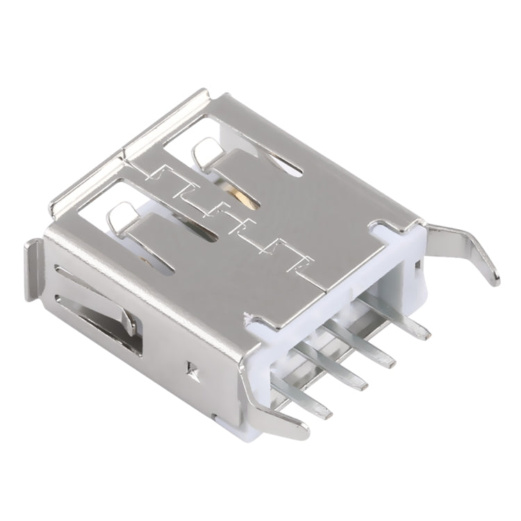50 PCS USB 2.0 Female 4 Pin 180 Degrees Straight Plug 15.0 Bent Foot PBT White Socket Connector