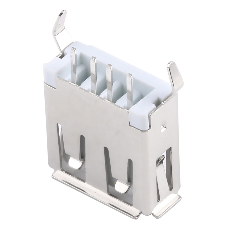 50 PCS USB 2.0 Female 4 Pin 180 Degrees Straight Plug 15.0 Bent Foot PBT White Socket Connector
