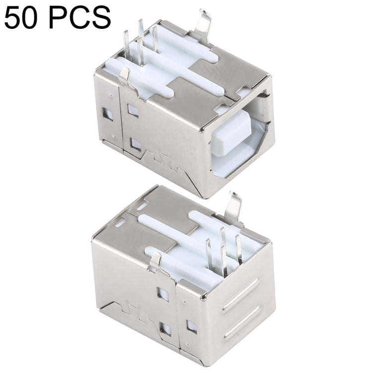 50 PCS USB 2.0 BF 4 Pin 90 Degrees White Jelly Core Iron Case Socket Connector, PBT White