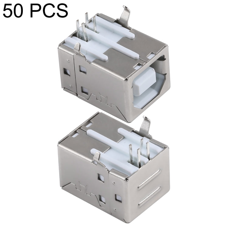 50 PCS USB 2.0 BF 4 Pin 90 Degrees White Carheart Copper Shell Socket Connector, PBT White