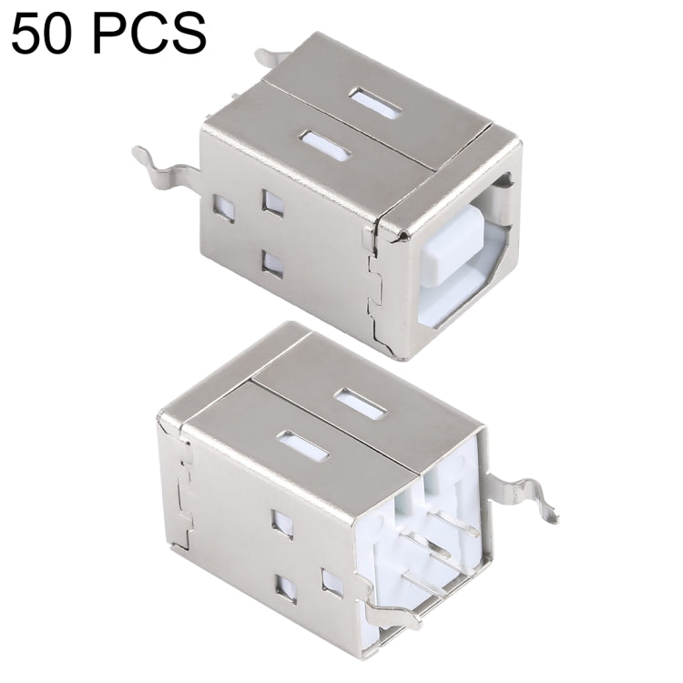 50 PCS USB 2.0 BF 4 Pin 180 Degrees White Jelly Core Iron Case Socket Connector