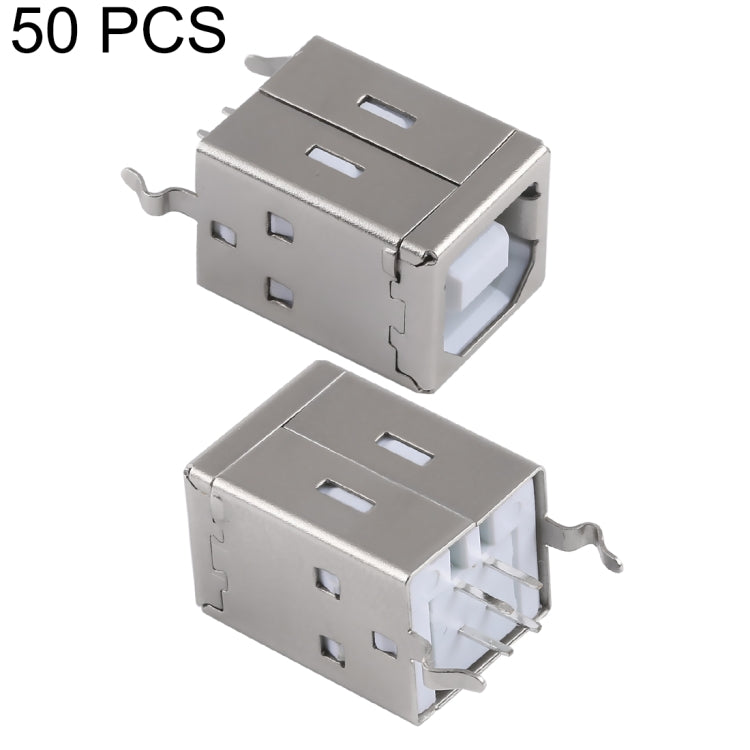 50 PCS USB 2.0 BF 4 Pin 180 Degrees White Carheart Copper Shell Socket Connector