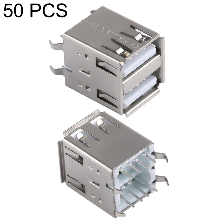 50 PCS USB 2.0 AF 8 Pin 180 Degrees Double Layer Straight Plug 17.0 White Jelly Core Iron Case Socket Connector