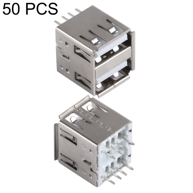 50 PCS USB 2.0 AF 8 Pin 180 Degrees Double Layer Straight Plug 14.0 White Jelly Core Iron Case Socket Connector