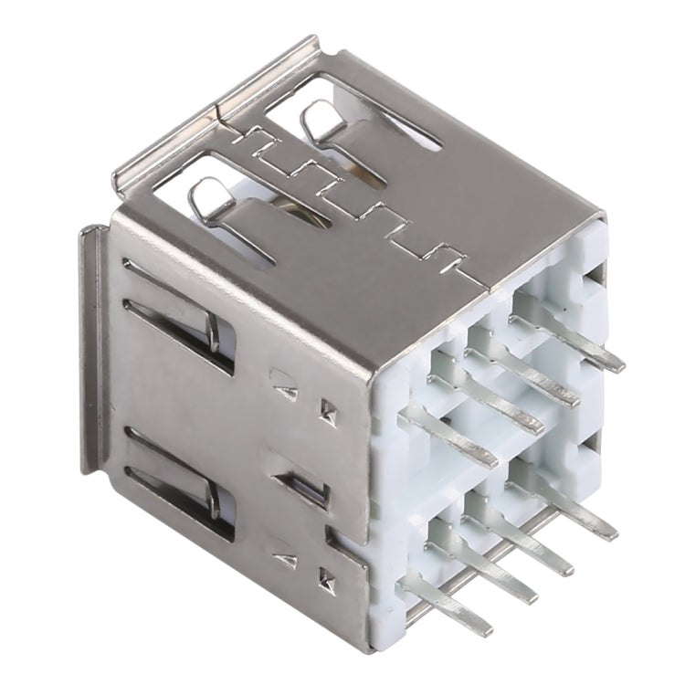 50 PCS USB 2.0 AF 8 Pin 180 Degrees Double Layer Straight Plug 14.0 White Jelly Core Iron Case Socket Connector