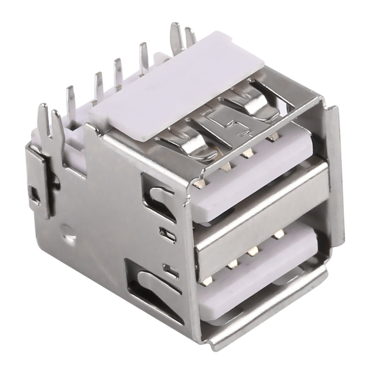 50 PCS USB 2.0 Connector AF 90 Degrees Double Layer Half-pack with Production Date, No Shrapnel, PBT White, Iron Case, Electroplated Semi-tin 1u