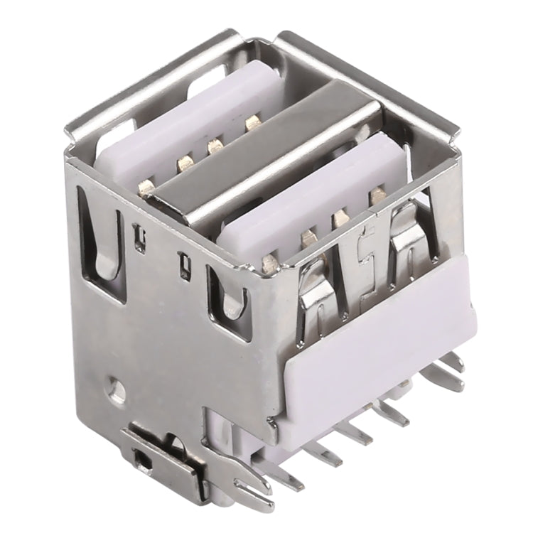 50 PCS USB 2.0 Connector AF 90 Degrees Double Layer Half-pack with Production Date, No Shrapnel, PBT White, Iron Case, Electroplated Semi-tin 1u