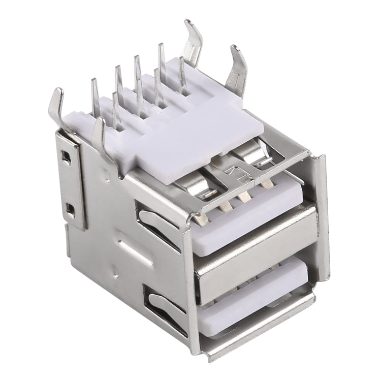 50 PCS USB 2.0 Connector AF 90 Degrees Double Layer Half-pack without Shrapnel & Production Date, PBT White, Iron Case, Electroplated Semi-tin 1u