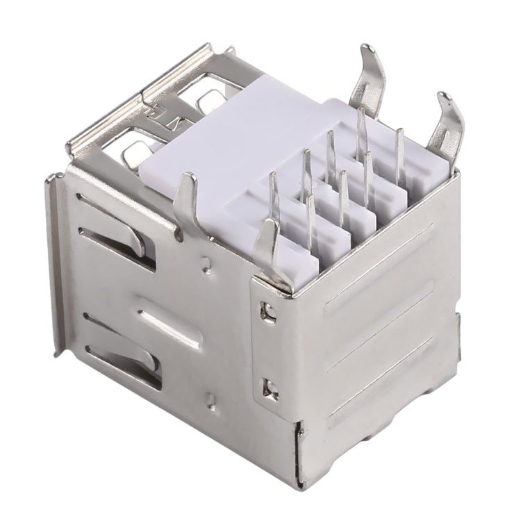 50 PCS USB 2.0 Connector AF 90 Degrees Double Layer Half-pack without Shrapnel & Production Date, PBT White, Iron Case, Electroplated Semi-tin 1u