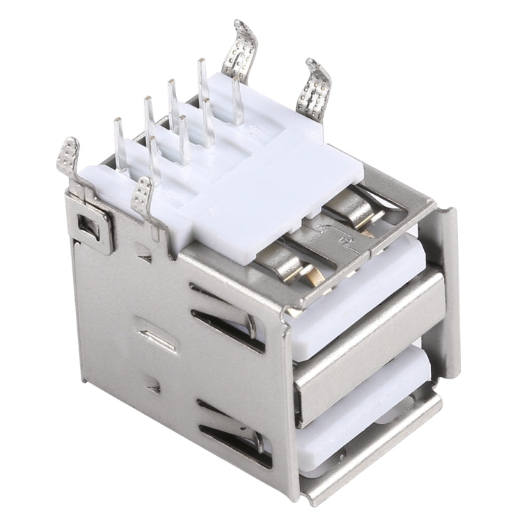 50 PCS USB 2.0 Connector AF 90 Degrees Heavy Plate Double Layer with Edge, PBT White, Iron Case, H Type