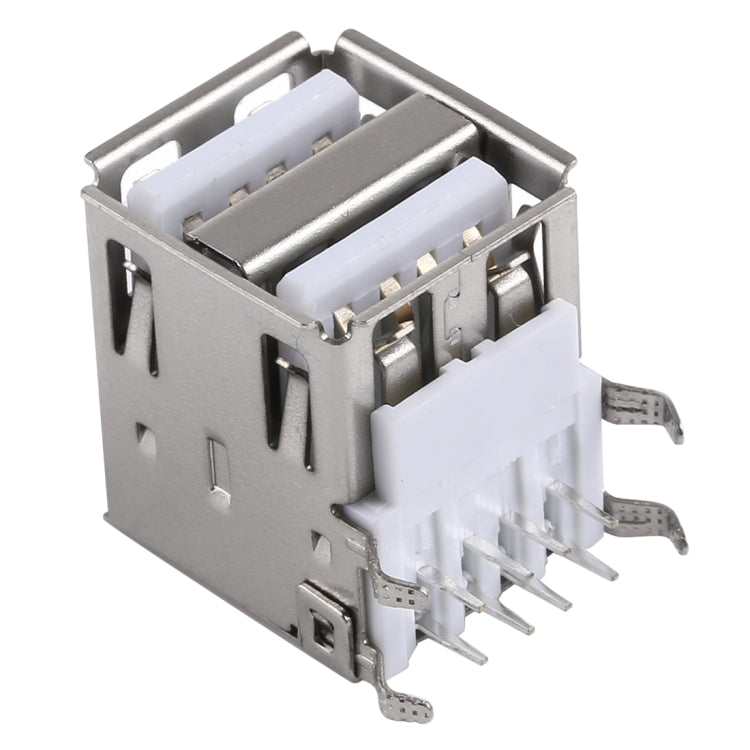 50 PCS USB 2.0 Connector AF 90 Degrees Heavy Plate Double Layer with Edge, PBT White, Iron Case, H Type
