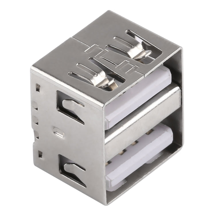 50 PCS USB 2.0 Connector AF 180 Degrees Double Layer without Edge, PBT White, Iron Case, H Type