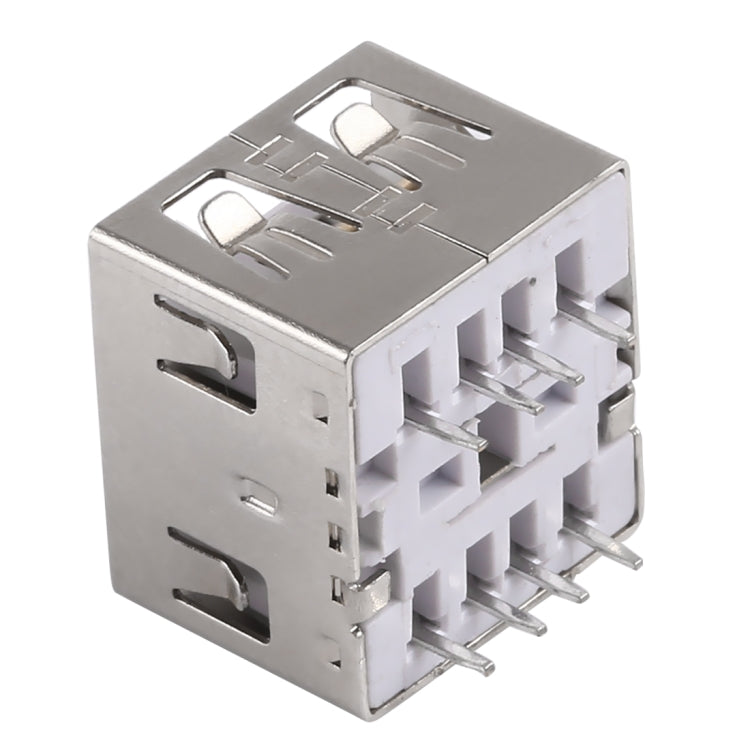 50 PCS USB 2.0 Connector AF 180 Degrees Double Layer without Edge, PBT White, Iron Case, H Type