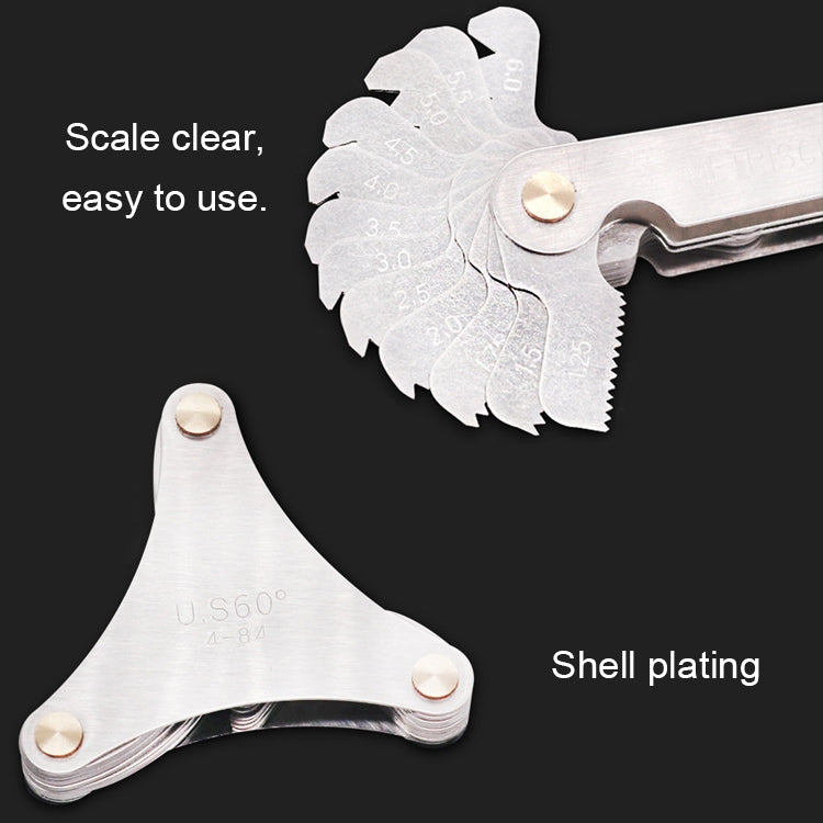 58 PCS Metric 60 Degrees +British 55 Degrees CR Stainless Steel Thread Gauge