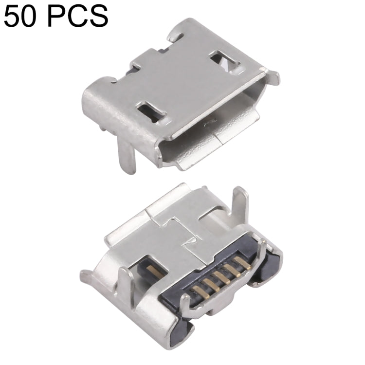 50 PCS Micro USB 5P/F Fixed Foot Outer Plug, 4.85 Edge to Edge Shell, Electroplated and Coated with Tin Film, D Type