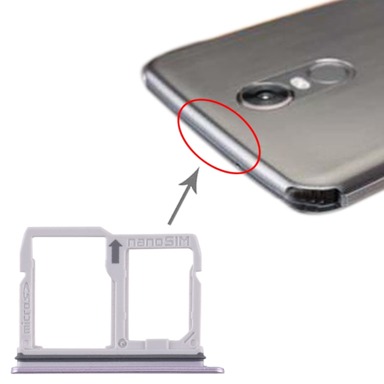 Nano SIM Card Tray + Micro SD Card Tray for LG Stylo 4 / Q Stylus Q710 / LM-Q710CS / LM-Q710MS / LM-Q710ULS / LM-Q710ULM / LM-Q710TS / LM-Q710WA (Silver)