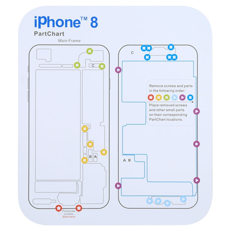 Magnetic Memory Screws Mat for iPhone XR & iPhone XS & iPhone XS Max & iPhone X & 8 & 8 Plus & 7 & 7 Plus & 6s Plus & 6s & 6 & 6 Plus , Size: 17.8cm x 15.9cm