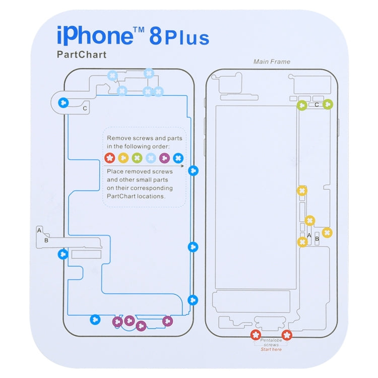 Magnetic Memory Screws Mat for iPhone XR & iPhone XS & iPhone XS Max & iPhone X & 8 & 8 Plus & 7 & 7 Plus & 6s Plus & 6s & 6 & 6 Plus , Size: 17.8cm x 15.9cm