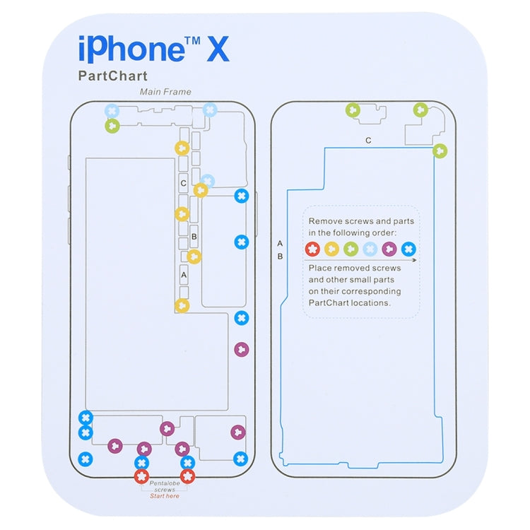 Magnetic Memory Screws Mat for iPhone XR & iPhone XS & iPhone XS Max & iPhone X & 8 & 8 Plus & 7 & 7 Plus & 6s Plus & 6s & 6 & 6 Plus , Size: 17.8cm x 15.9cm