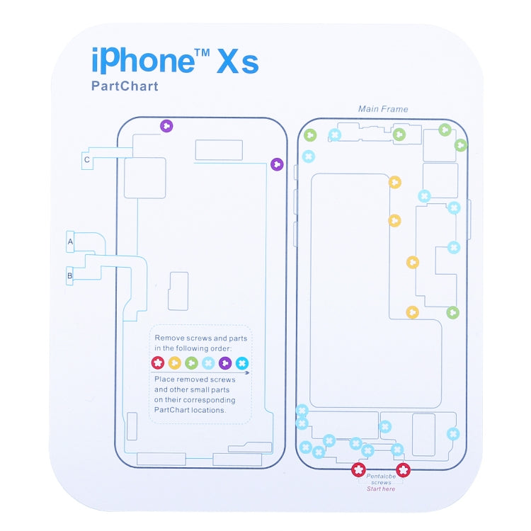 Magnetic Memory Screws Mat for iPhone XR & iPhone XS & iPhone XS Max & iPhone X & 8 & 8 Plus & 7 & 7 Plus & 6s Plus & 6s & 6 & 6 Plus , Size: 17.8cm x 15.9cm
