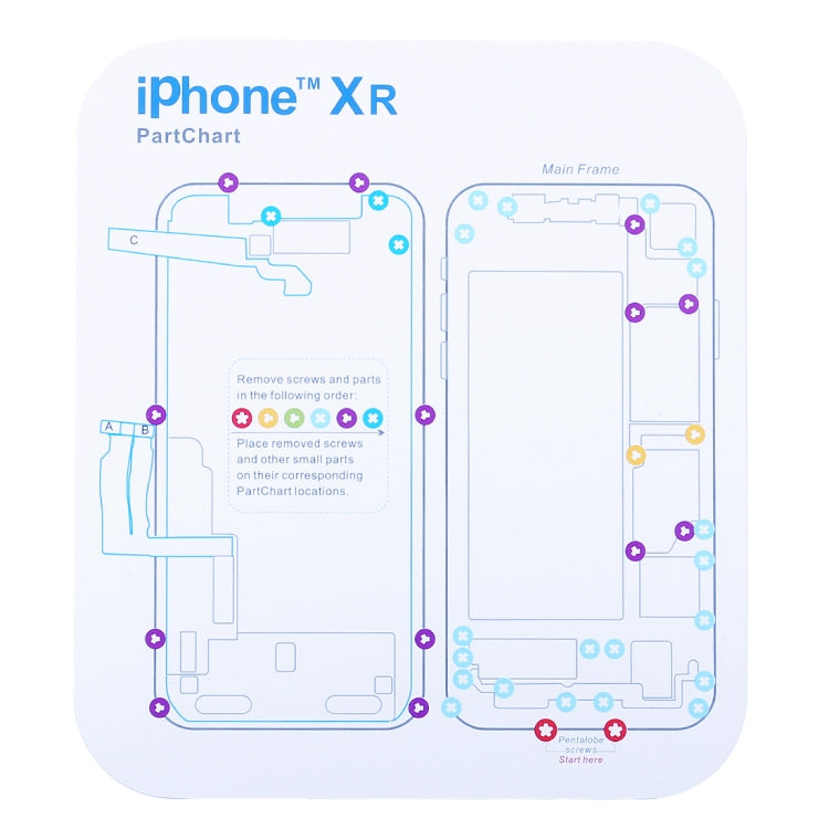 Magnetic Memory Screws Mat for iPhone XR & iPhone XS & iPhone XS Max & iPhone X & 8 & 8 Plus & 7 & 7 Plus & 6s Plus & 6s & 6 & 6 Plus , Size: 17.8cm x 15.9cm