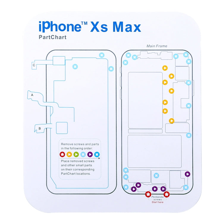 Magnetic Memory Screws Mat for iPhone XR & iPhone XS & iPhone XS Max & iPhone X & 8 & 8 Plus & 7 & 7 Plus & 6s Plus & 6s & 6 & 6 Plus , Size: 17.8cm x 15.9cm