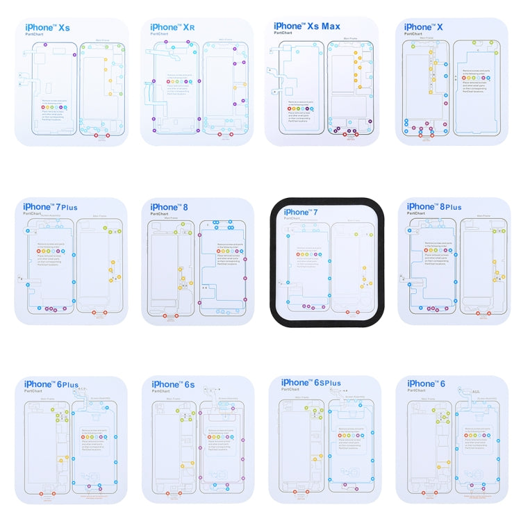 Magnetic Memory Screws Mat for iPhone XR & iPhone XS & iPhone XS Max & iPhone X & 8 & 8 Plus & 7 & 7 Plus & 6s Plus & 6s & 6 & 6 Plus , Size: 17.8cm x 15.9cm