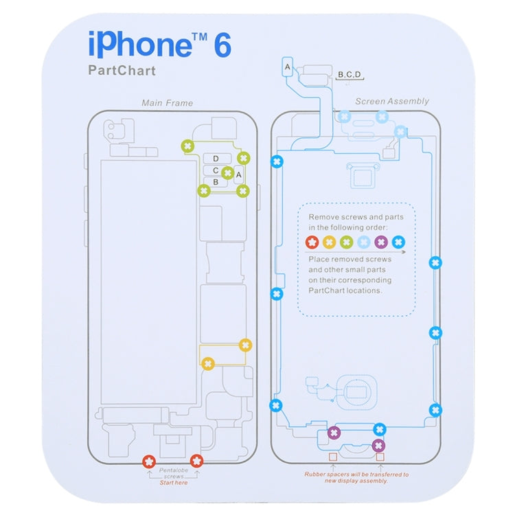 Magnetic Memory Screws Mat for iPhone XR & iPhone XS & iPhone XS Max & iPhone X & 8 & 8 Plus & 7 & 7 Plus & 6s Plus & 6s & 6 & 6 Plus , Size: 17.8cm x 15.9cm