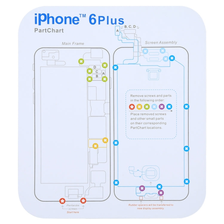 Magnetic Memory Screws Mat for iPhone XR & iPhone XS & iPhone XS Max & iPhone X & 8 & 8 Plus & 7 & 7 Plus & 6s Plus & 6s & 6 & 6 Plus , Size: 17.8cm x 15.9cm