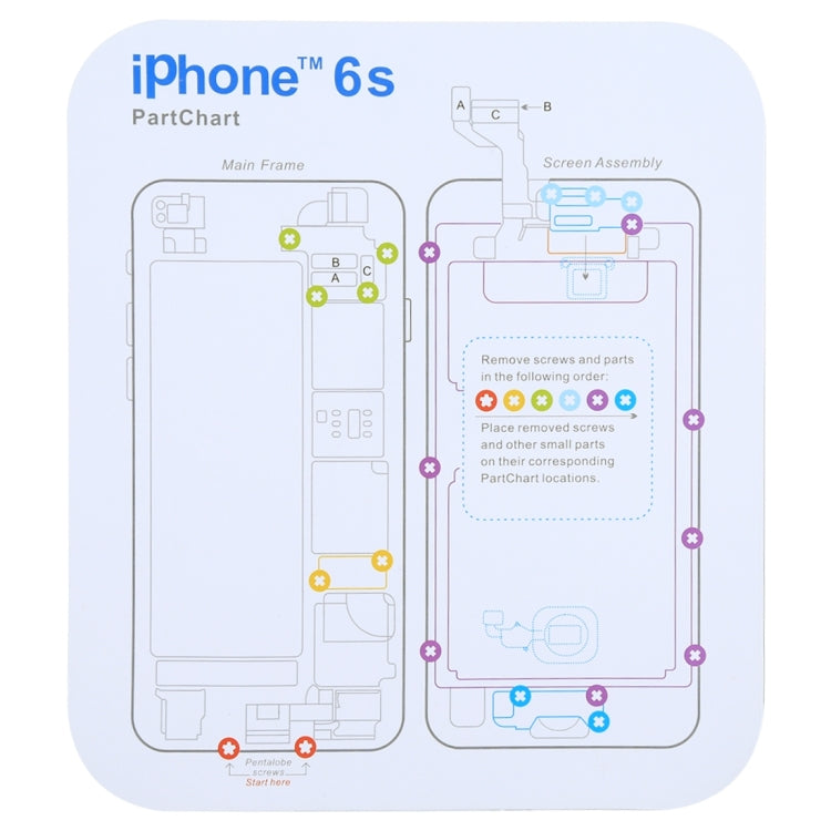 Magnetic Memory Screws Mat for iPhone XR & iPhone XS & iPhone XS Max & iPhone X & 8 & 8 Plus & 7 & 7 Plus & 6s Plus & 6s & 6 & 6 Plus , Size: 17.8cm x 15.9cm