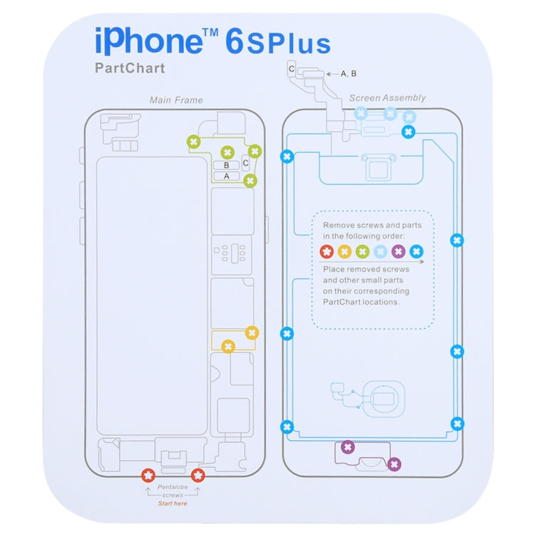 Magnetic Memory Screws Mat for iPhone XR & iPhone XS & iPhone XS Max & iPhone X & 8 & 8 Plus & 7 & 7 Plus & 6s Plus & 6s & 6 & 6 Plus , Size: 17.8cm x 15.9cm