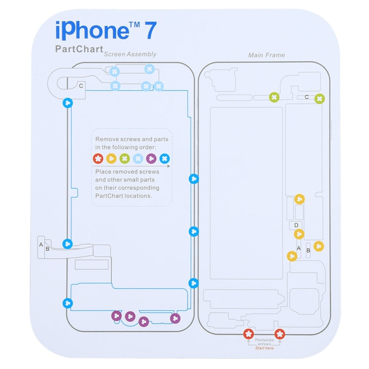 Magnetic Memory Screws Mat for iPhone XR & iPhone XS & iPhone XS Max & iPhone X & 8 & 8 Plus & 7 & 7 Plus & 6s Plus & 6s & 6 & 6 Plus , Size: 17.8cm x 15.9cm