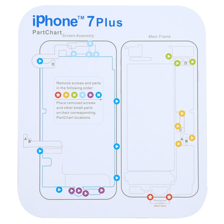 Magnetic Memory Screws Mat for iPhone XR & iPhone XS & iPhone XS Max & iPhone X & 8 & 8 Plus & 7 & 7 Plus & 6s Plus & 6s & 6 & 6 Plus , Size: 17.8cm x 15.9cm